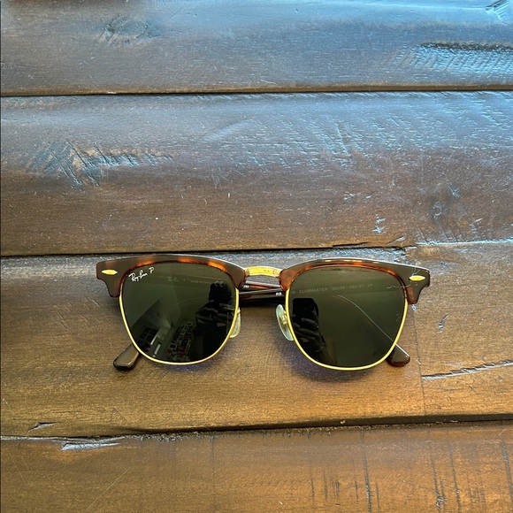 Ray-Ban Authentic Clubmaster RB 3016 990/58 49mm Havana/Green Polarized Lens - Picture 1 of 5